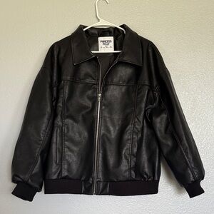 Princess Polly Black Faux Leather Bomber Jacket
